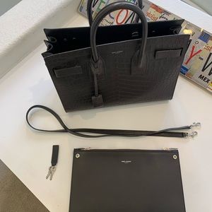 Saint Laurent Large crocodile embossed Sac de Jour bag tote